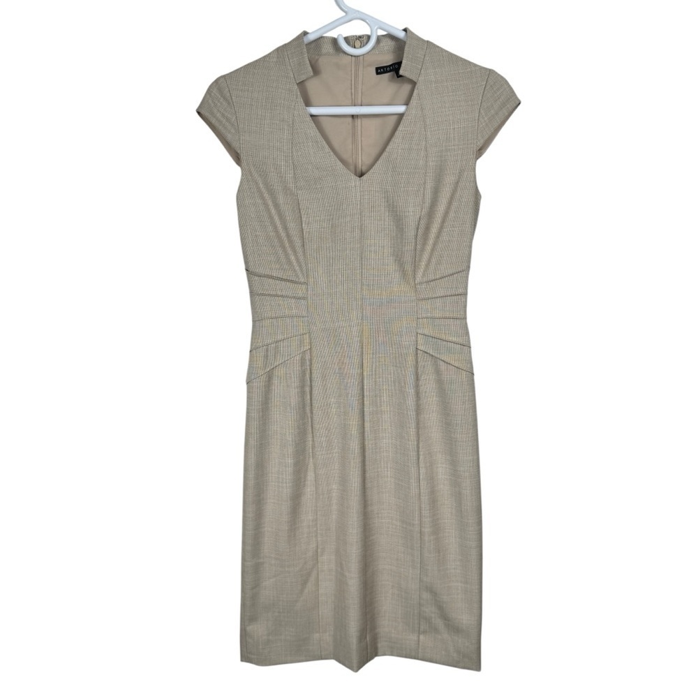 Antonio Melani Beige Sheath Dress, Career/Work/Office, Size 0